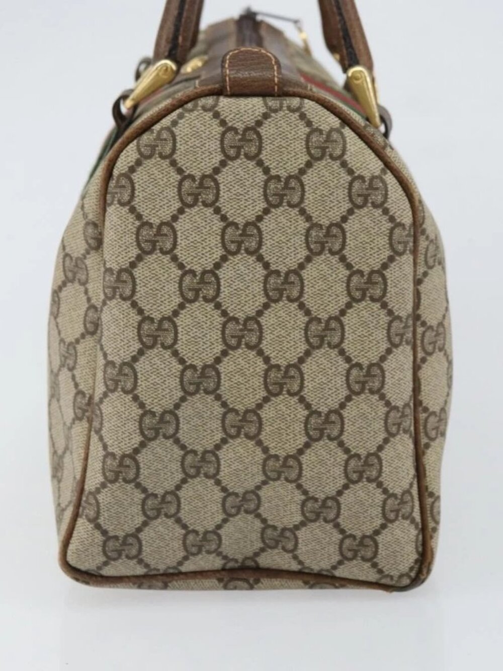 GUCCI GG Supreme Web Sherry Line Bag PVC Beige Gold - Picture 7 of 16